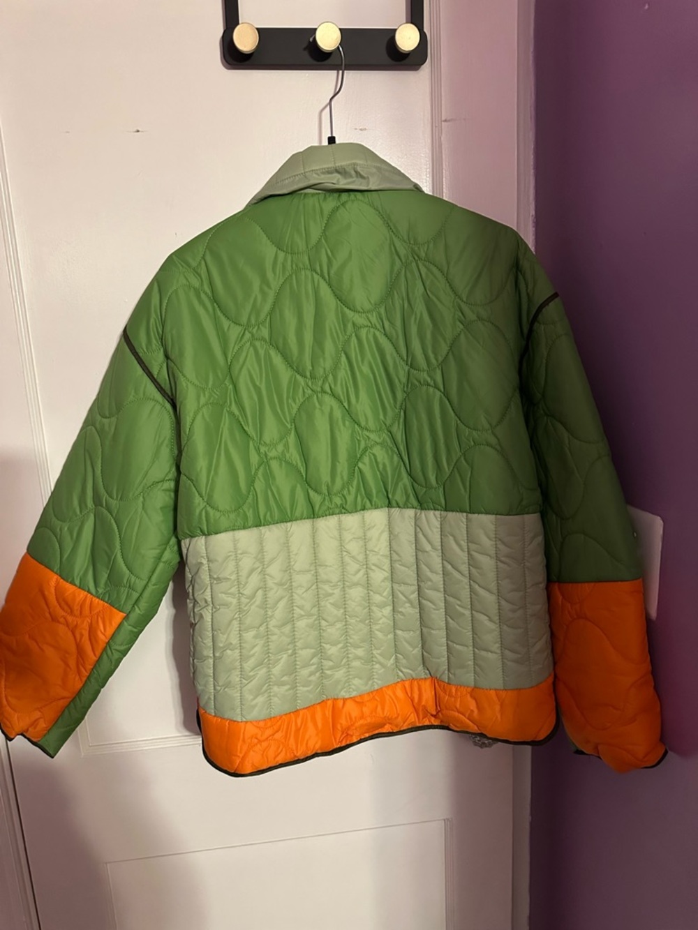 Forever 21 Light Green Quilted Jacket with Orange Trim - Picture 2 of 3